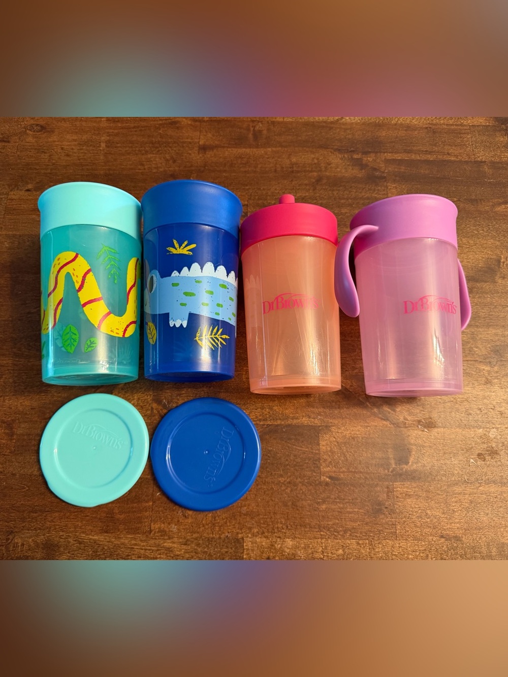 Dr. Brown's Kids Sippy Cup Set - Pink, Blue, Teal, Purple